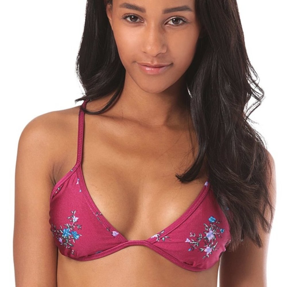 NEW Volcom "Stems for Days" Floral Triangle Bikini Top Sz. L